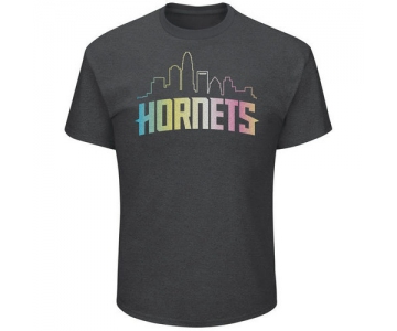 Charlotte Hornets Majestic Heather Charcoal Tek Patch Color Reflective Skyline T-Shirt