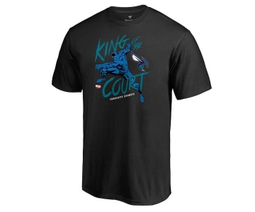 Men's Charlotte Hornets Fanatics Branded Black Marvel Black Panther King of the Court T-Shirt