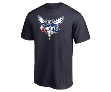 Men's Charlotte Hornets Fanatics Branded Navy Personalized Name and Number Banner Wave T-Shirt