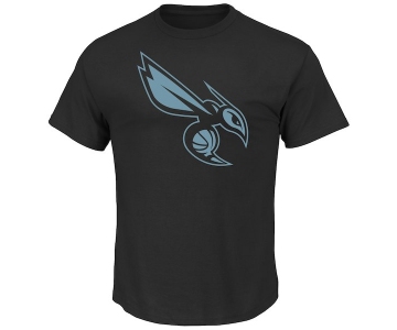 Men's Charlotte Hornets Majestic Black Tek Patch Reflective T-Shirt