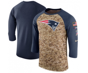 Men's New England Patriots Nike Camo Navy Salute to Service Sideline Legend Performance Three-Quarter Sleeve T Shirt
