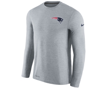 Men's New England Patriots Nike Gray Coaches Long Sleeve Performance T-Shirt