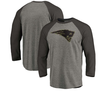 New England Patriots NFL Pro Line by Fanatics Branded Black Gray Tri Blend 34-Sleeve T-Shirt