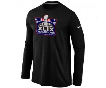 Nike New England Patriots Majestic Black Super Bowl XLIX Champion Mark Long Sleeve T-Shirts