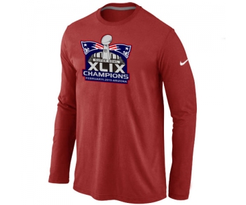 Nike New England Patriots Majestic Red Super Bowl XLIX Champion Mark Long Sleeve T-Shirts