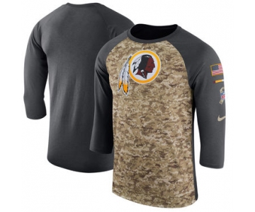 Men's Washington Redskins Nike Camo Anthracite Salute to Service Sideline Legend Performance Three-Quarter Sleeve T Shirt