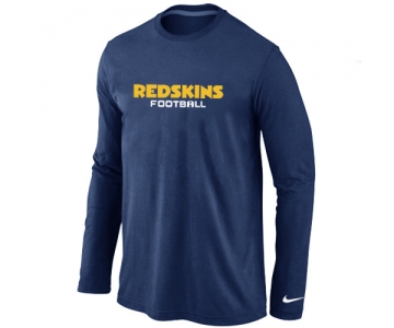 Nike Washington Redskins Authentic font Long Sleeve T-Shirt D.Blue