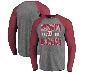 Washington Redskins NFL Pro Line by Fanatics Branded Timeless Collection Antique Stack Long Sleeve Tri-Blend Raglan T-Shirt Ash