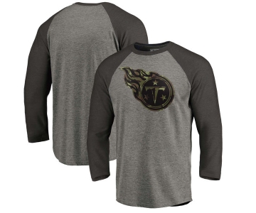 Tennessee Titans NFL Pro Line by Fanatics Branded Black Gray Tri Blend 34-Sleeve T-Shirt