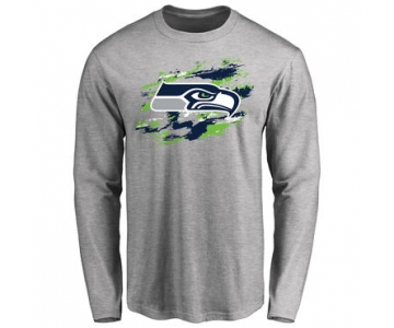 Men's Seattle Seahawks NFL Pro Line Ash True Colors Long Sleeve T-Shirt