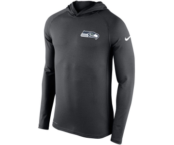 Men's Seattle Seahawks Nike Charcoal Stadium Touch Hooded Performance Long Sleeve T-Shirt