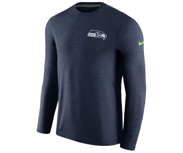Men's Seattle Seahawks Nike College Navy Coaches Long Sleeve Performance T-Shirt