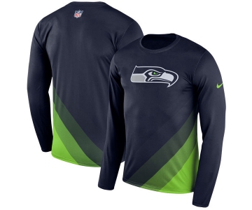 Men's Seattle Seahawks Nike Navy Sideline Legend Prism Performance Long Sleeve T-Shirt