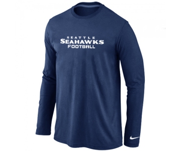 Nike Seattle Seahawks Authentic font Long Sleeve T-Shirt D.Blue