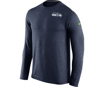 Nike Seattle Seahawks Navy Dri-Fit Touch Long Sleeve Performance Men's T-Shirt