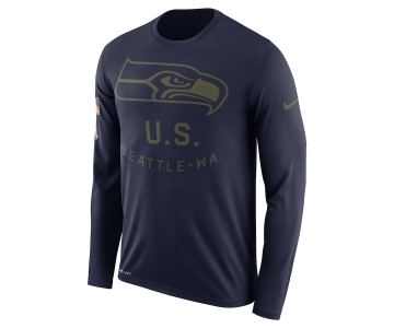 Seattle Seahawks Nike Salute To Service Sideline Legend Performance Long Sleeve T-Shirt Navy