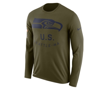 Seattle Seahawks Nike Salute To Service Sideline Legend Performance Long Sleeve T-Shirt Olive