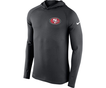 Men's San Francisco 49ers Nike Charcoal Stadium Touch Hooded Performance Long Sleeve T-Shirt