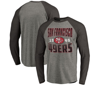 San Francisco 49ers NFL Pro Line by Fanatics Branded Timeless Collection Antique Stack Long Sleeve Tri-Blend Raglan T-Shirt Ash