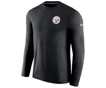 Men's Pittsburgh Steelers Nike Black Coaches Long Sleeve Performance T-Shirt