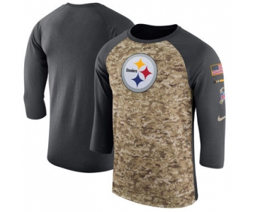 Men's Pittsburgh Steelers Nike Camo Anthracite Salute to Service Sideline Legend Performance Three-Quarter Sleeve T Shirt