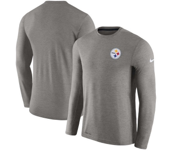 Men's Pittsburgh Steelers Nike Charcoal Coaches Long Sleeve Performance T-Shirt