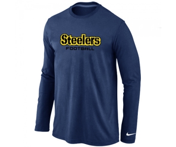 Nike Pittsburgh Steelers Authentic font Long Sleeve T-Shirt D.Blue