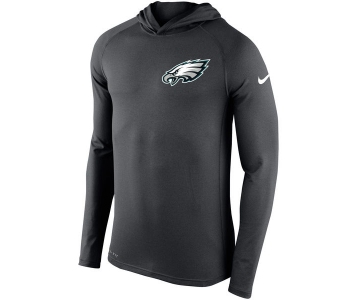 Men's Philadelphia Eagles Nike Charcoal Stadium Touch Hooded Performance Long Sleeve T-Shirt