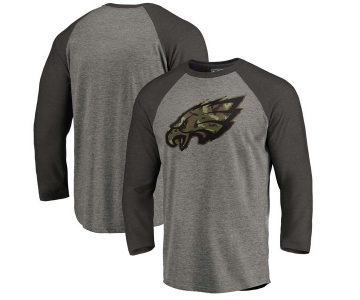 Philadelphia Eagles NFL Pro Line by Fanatics Branded Black Gray Tri Blend 34-Sleeve T-Shirt