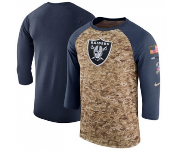 Men's Oakland Raiders Nike Camo Anthracite Salute to Service Sideline Legend Performance Three-Quarter Sleeve T Shirt