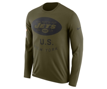 New York Jets Nike Salute To Service Sideline Legend Performance Long Sleeve T-Shirt Olive