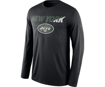 Nike Jets Black Team Logo Men's Long Sleeve T Shirt