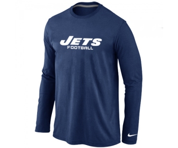 Nike New York Jets Authentic font Long Sleeve T-Shirt D.Blue