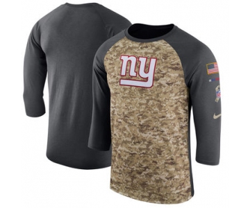 Men's New York Giants Nike Camo Anthracite Salute to Service Sideline Legend Performance Three-Quarter Sleeve T Shirt