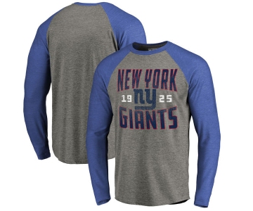 New York Giants NFL Pro Line by Fanatics Branded Timeless Collection Antique Stack Long Sleeve Tri-Blend Raglan T-Shirt Ash