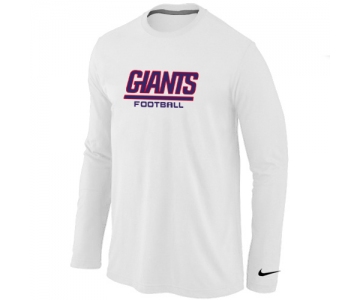 Nike New York Giants Authentic font Long Sleeve T-Shirt White