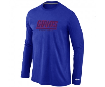 Nike New York Giants Authentic font Long Sleeve T-Shirt blue