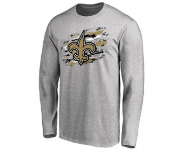 Men's New Orleans Saints NFL Pro Line Ash True Colors Long Sleeve T-Shirt