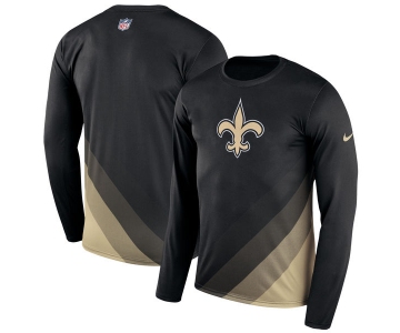 Men's New Orleans Saints Nike Black Sideline Legend Prism Performance Long Sleeve T-Shirt