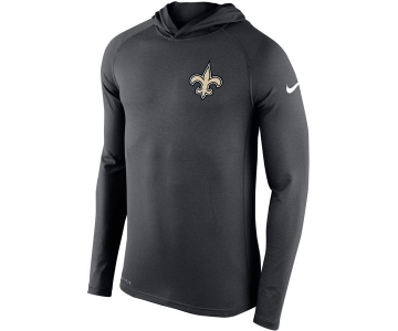 Men's New Orleans Saints Nike Charcoal Stadium Touch Hooded Performance Long Sleeve T-Shirt