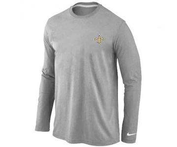New Orleans Sains Logo Long Sleeve T-Shirt Grey