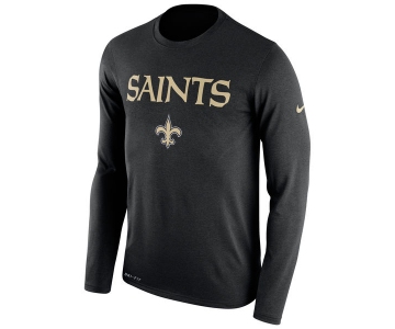 New Orleans Saints Nike Legend Essential Lock Up Long Sleeve Performance T-Shirt Black