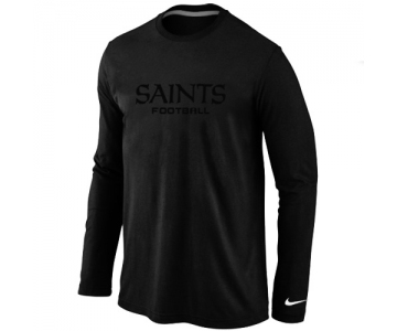 Nike New Orleans Saints Authentic font Long Sleeve T-Shirt Black