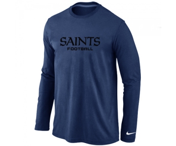 Nike New Orleans Saints Authentic font Long Sleeve T-Shirt D.Blue