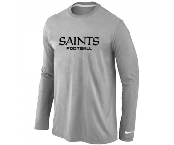 Nike New Orleans Saints Authentic font Long Sleeve T-Shirt Grey