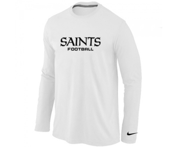 Nike New Orleans Saints Authentic font Long Sleeve T-Shirt White