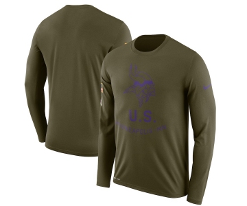 Minnesota Vikings Nike Salute To Service Sideline Legend Performance Long Sleeve T-Shirt Olive