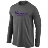 Nike Minnesota Vikings Authentic font Long Sleeve T-Shirt D.Grey