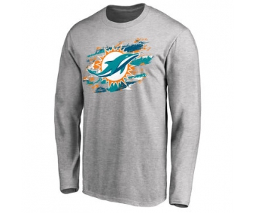 Men's Miami Dolphins NFL Pro Line Ash True Colors Long Sleeve T-Shirt