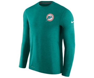 Men's Miami Dolphins Nike Aqua Coaches Retro Long Sleeve T-Shirt
